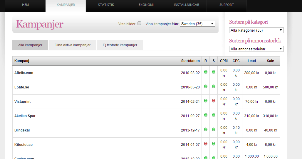 affiliatekampanjer hos affelix