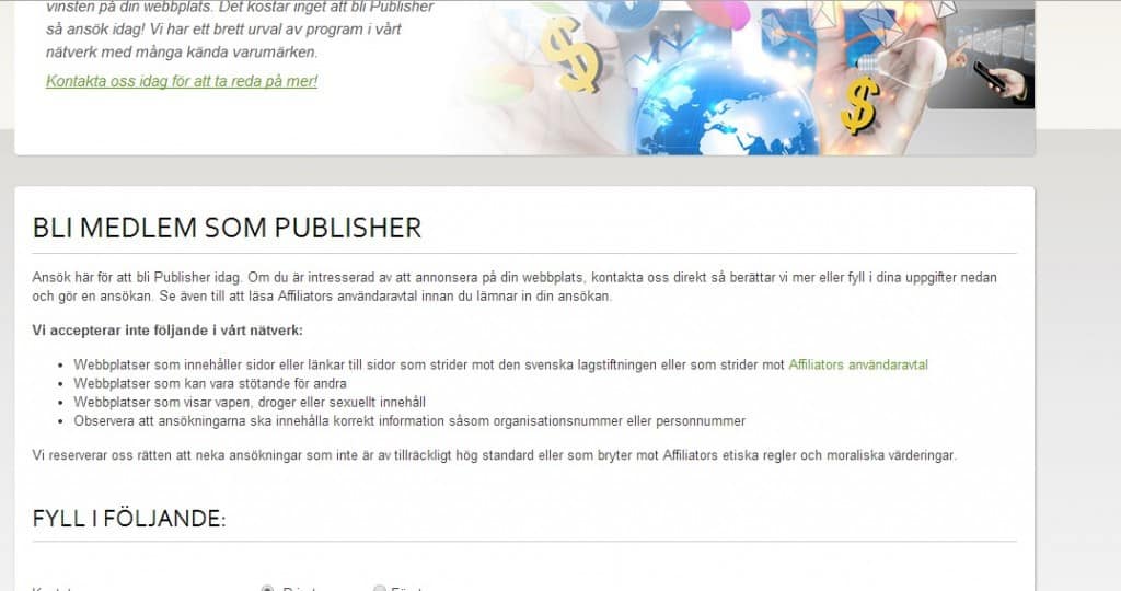 registrera Affiliator