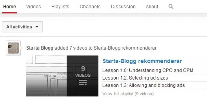 Starta-Blogg på YouTube