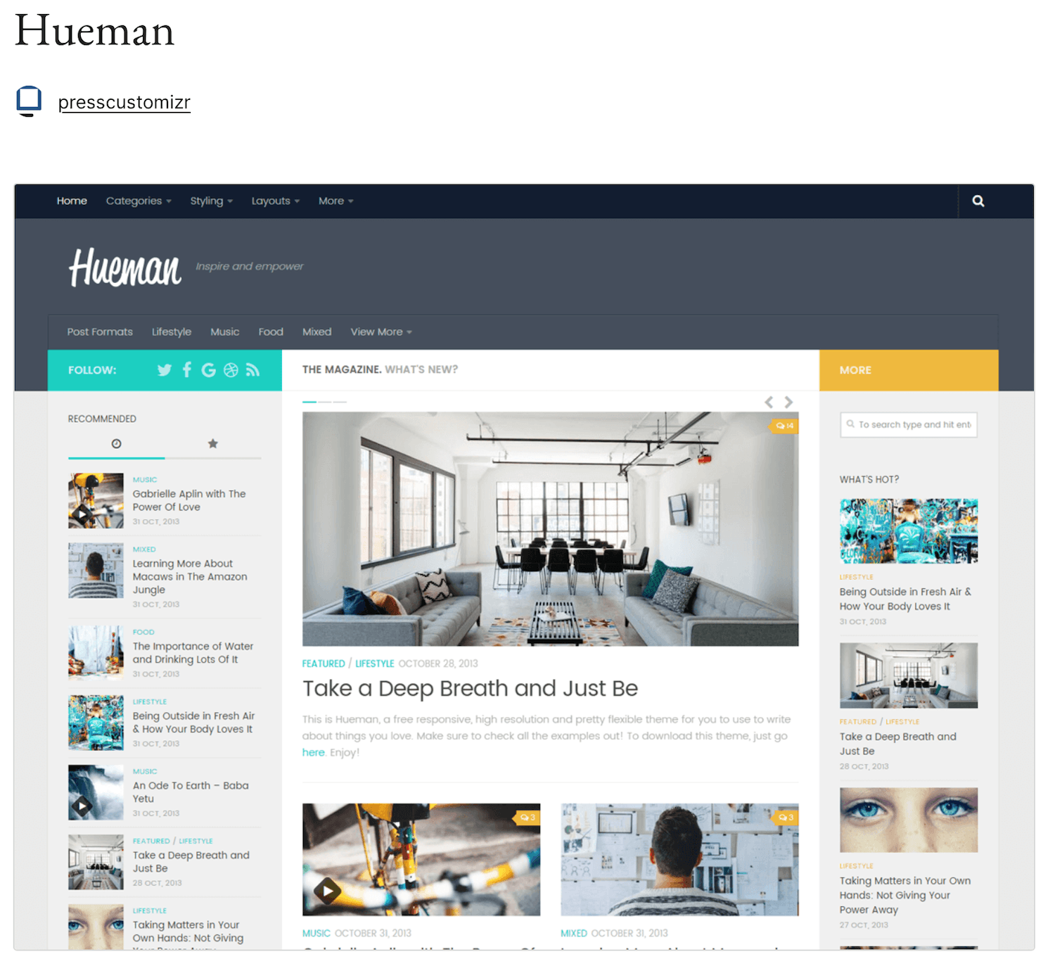 Hueman wp-tema