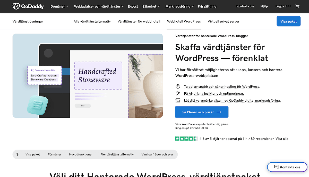 GoDaddy webbhotell