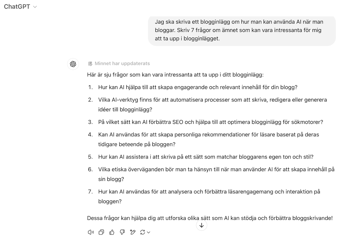 ChatGPT som bloggverktyg